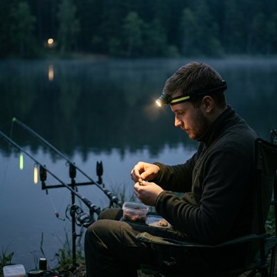 Il pêche avec sa lampe frontale étanche longue autonomie