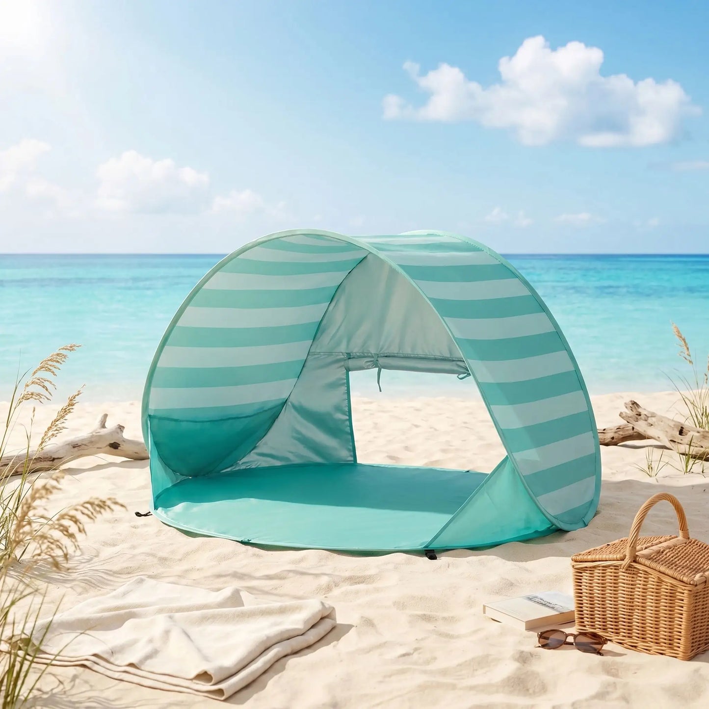 tente de plage pour bebe piscine integree vert