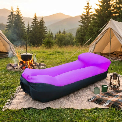 canape gonflable insta detente violet scene de camping