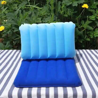 coussin gonflable oreiller compact bleu