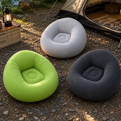 fauteuil gonflable presentation 3 couleurs