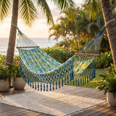 hamac suspendu camping boheme robuste mer caraibes