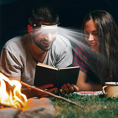 couple lecture avec lampe frontale puissante étanche
