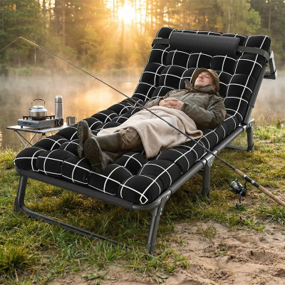 pecheur dort lit de camping