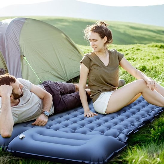 matelas gonflable 2 personnes bleu