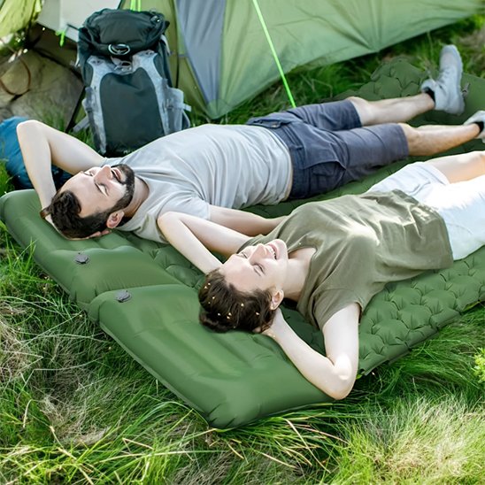 matelas gonflable 2 personnes couple vert
