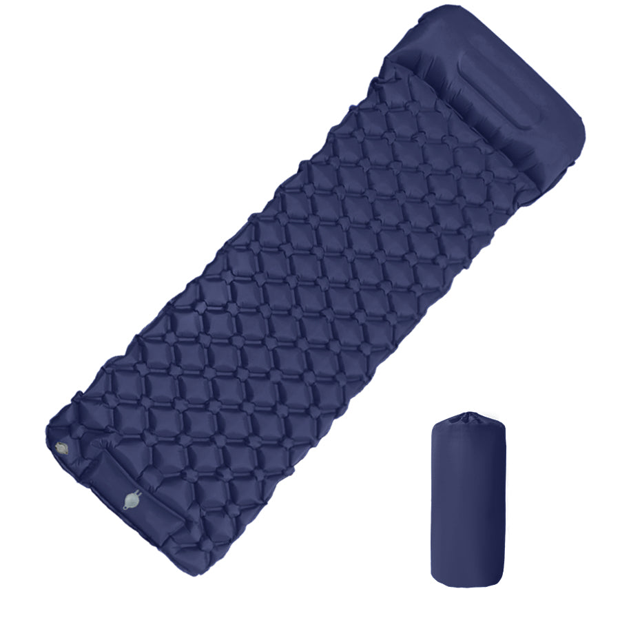 matelas gonflable camping simple gonflage rapide bleu marine