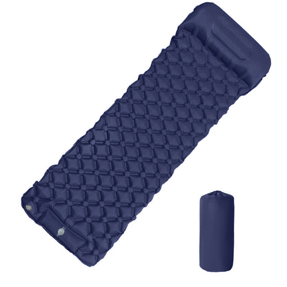 matelas gonflable camping simple gonflage rapide bleu marine