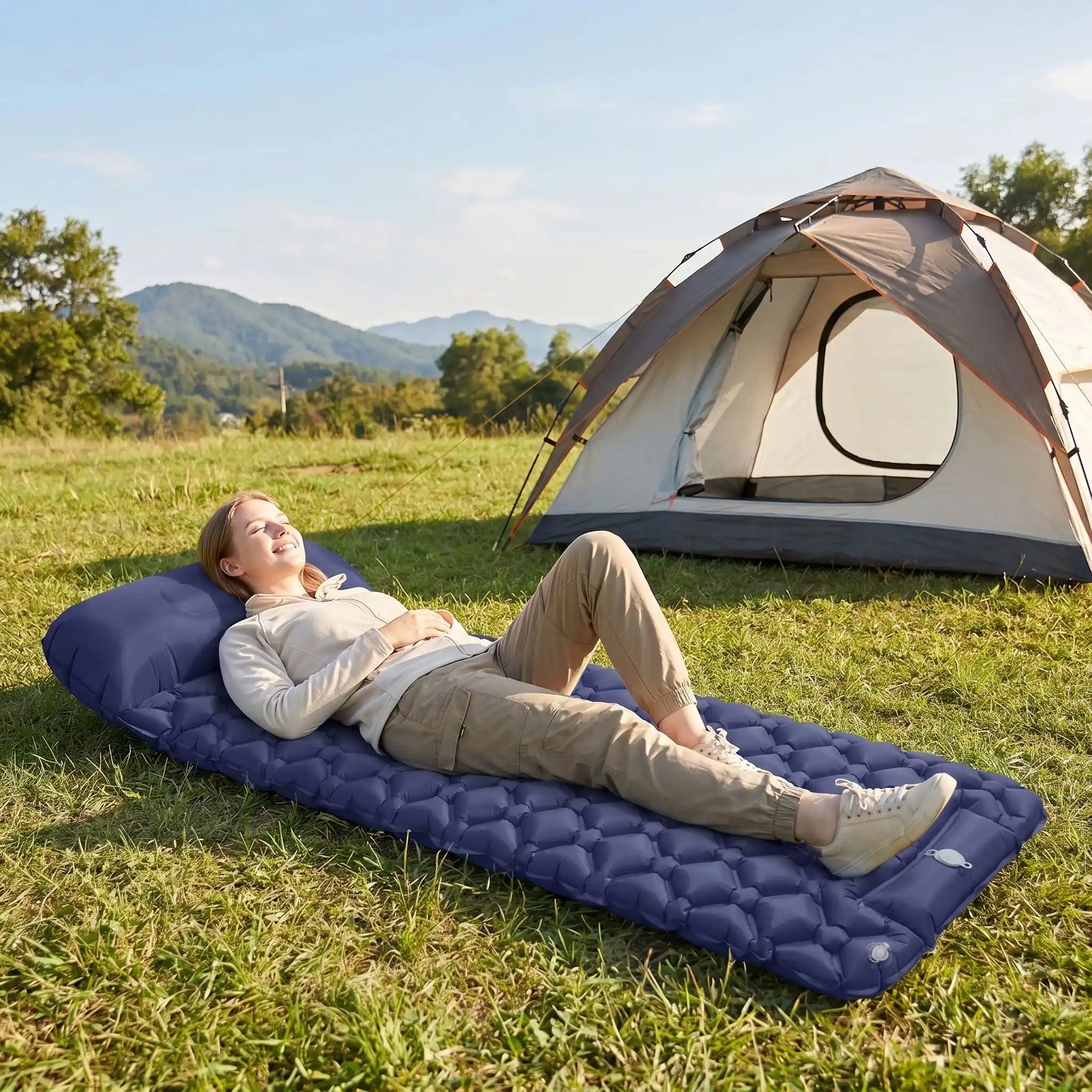 matelas gonflable camping simple gonflage rapide soleil