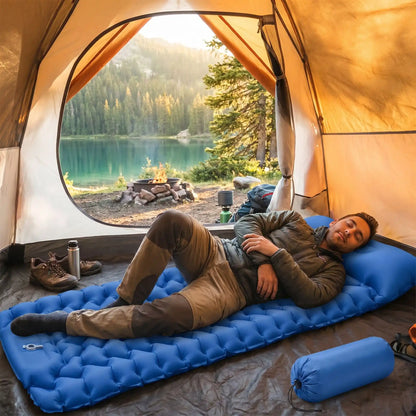 matelas gonflable de camping pompe integree homme