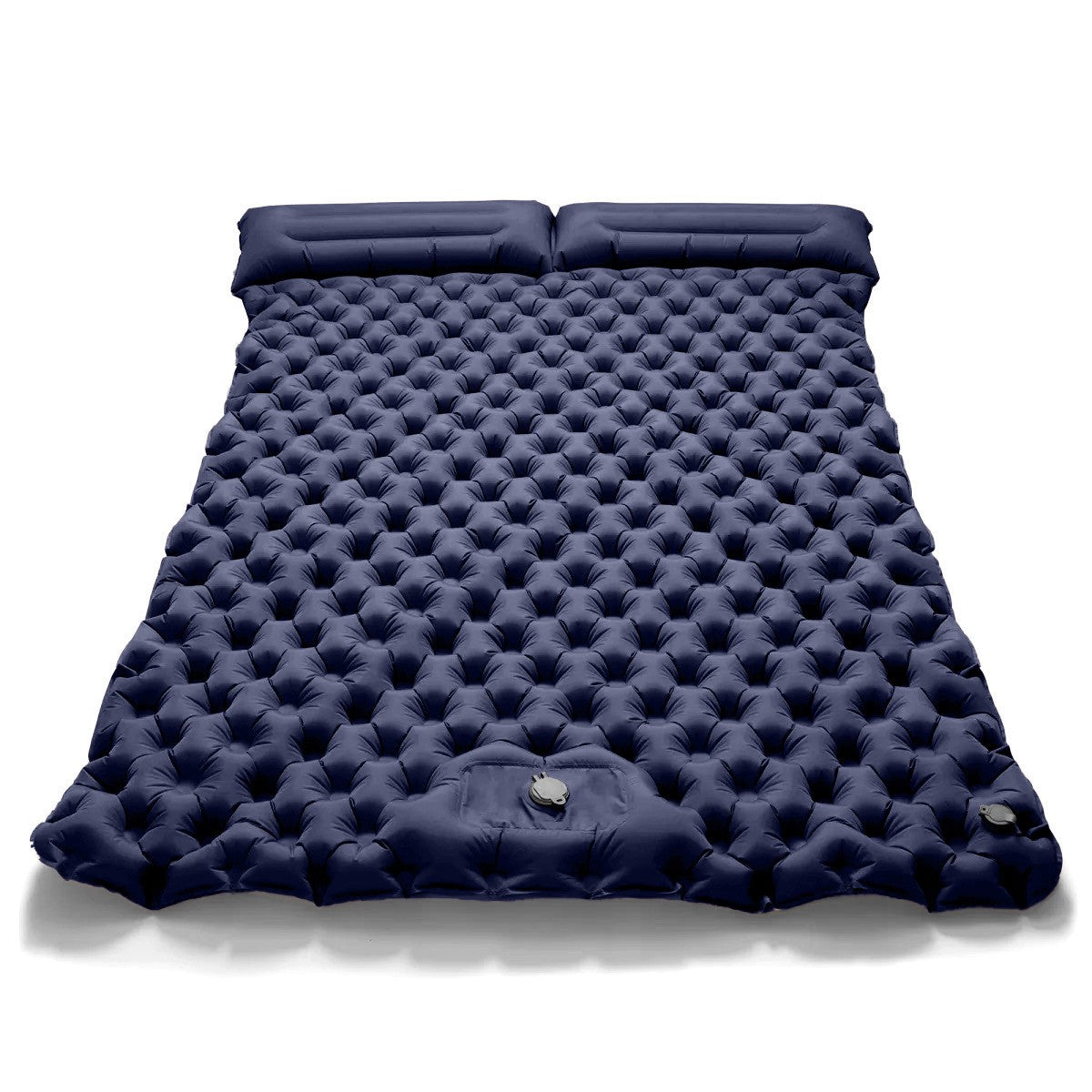 matelas gonflable double pompe integree bleu marine