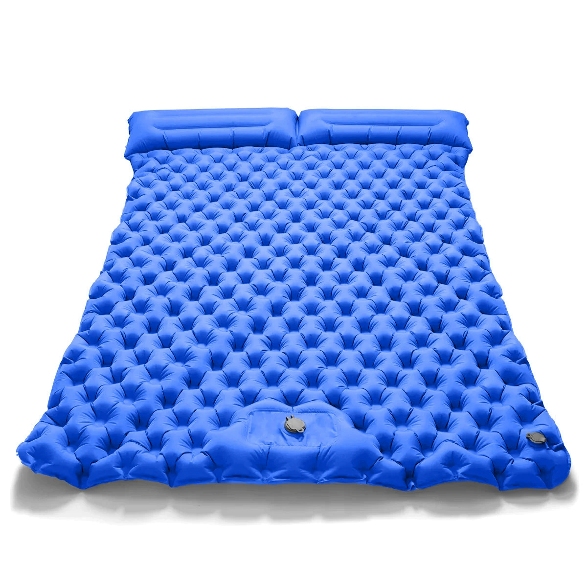 matelas gonflable double pompe integree bleu royal