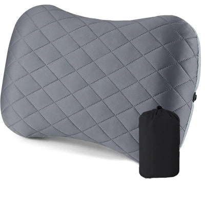 oreiller gonflable ergonomique compact  gris