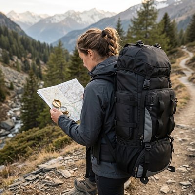 Sac à dos pour randonnée noir femme cherche chemin