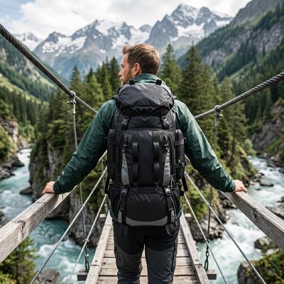Sac à dos pour randonnée noir homme pont suspendu