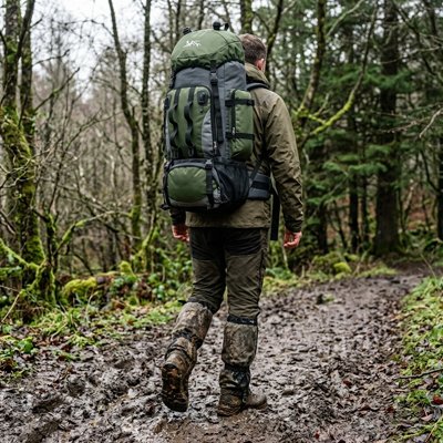 Sac à dos pour randonnée vert homme marche sentier