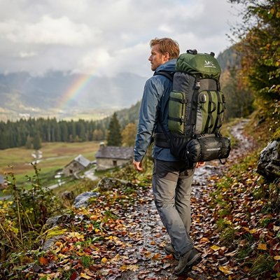 Sac à dos pour randonnée vert homme randonnée campagne