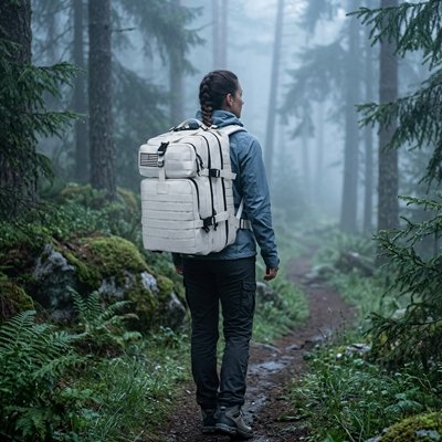 Sac à dos randonnée femme Blanc forêt brumeuse