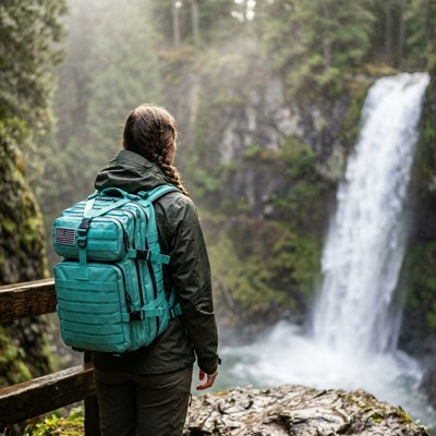 Sac à dos randonnée femme Cyan pied de cascade