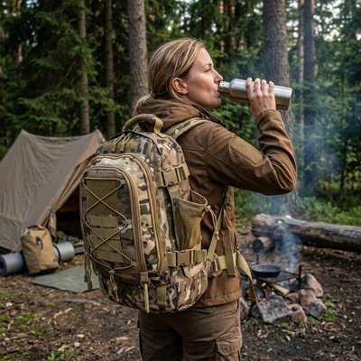 Sac à dos voyage camouflage femme gorgée d'eau au camp