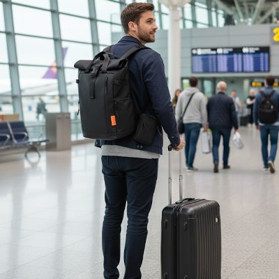Sac à dos voyage Noir homme à l'aéroport