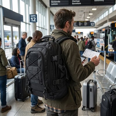 Sac à dos voyage noir homme aéroport