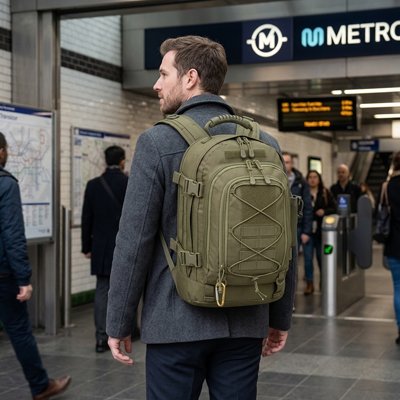 Sac à dos voyage vert homme aéroport