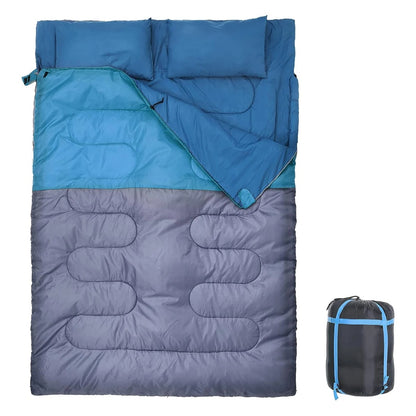 sac couchage camping double impermeable bleu