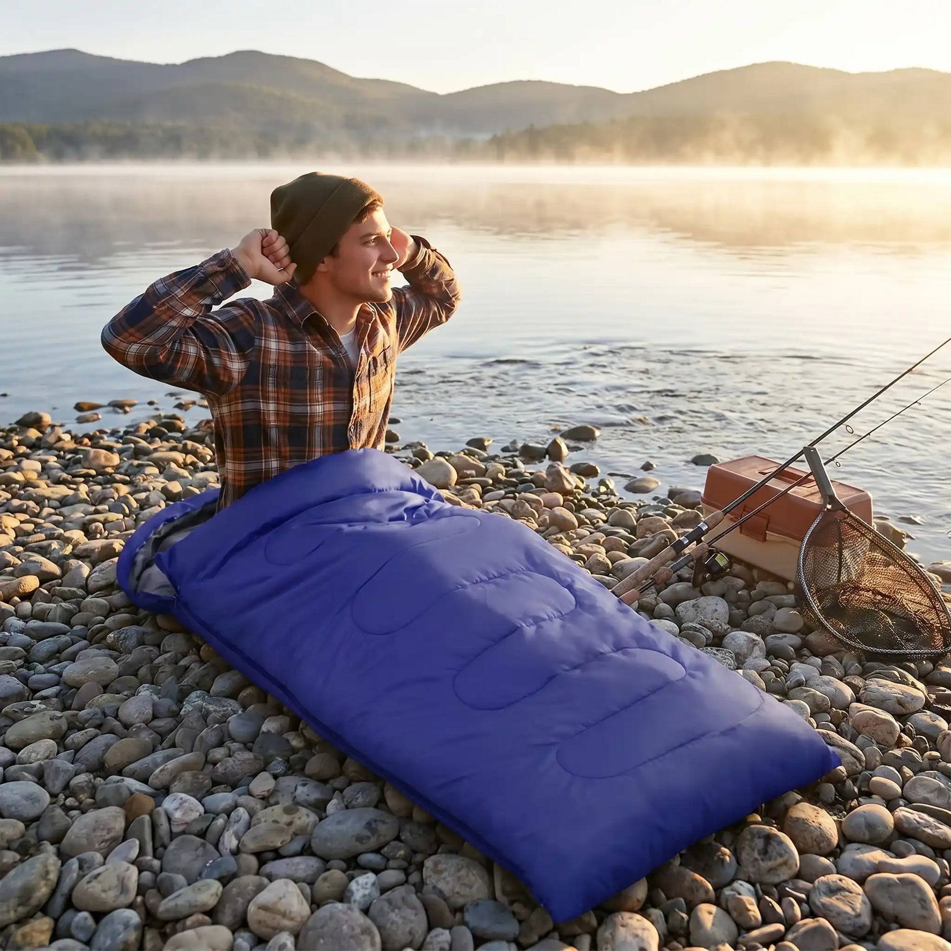 sac de couchage camping leger ultra compact bleu
