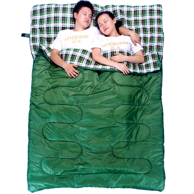 sac de couchage coton flanelle 2 en 1 modulable couple vert