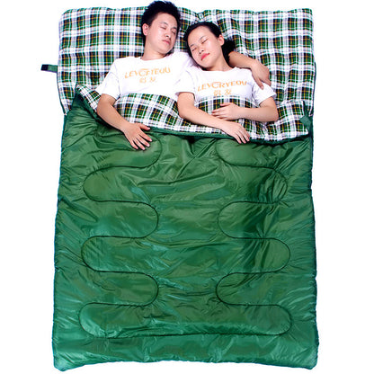 sac de couchage coton flanelle 2 en 1 modulable couple vert