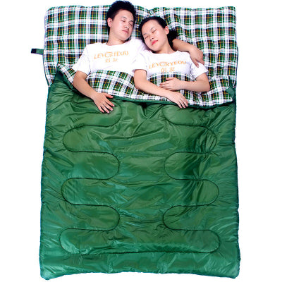 Sac de couchage coton flanelle, modèle vert.