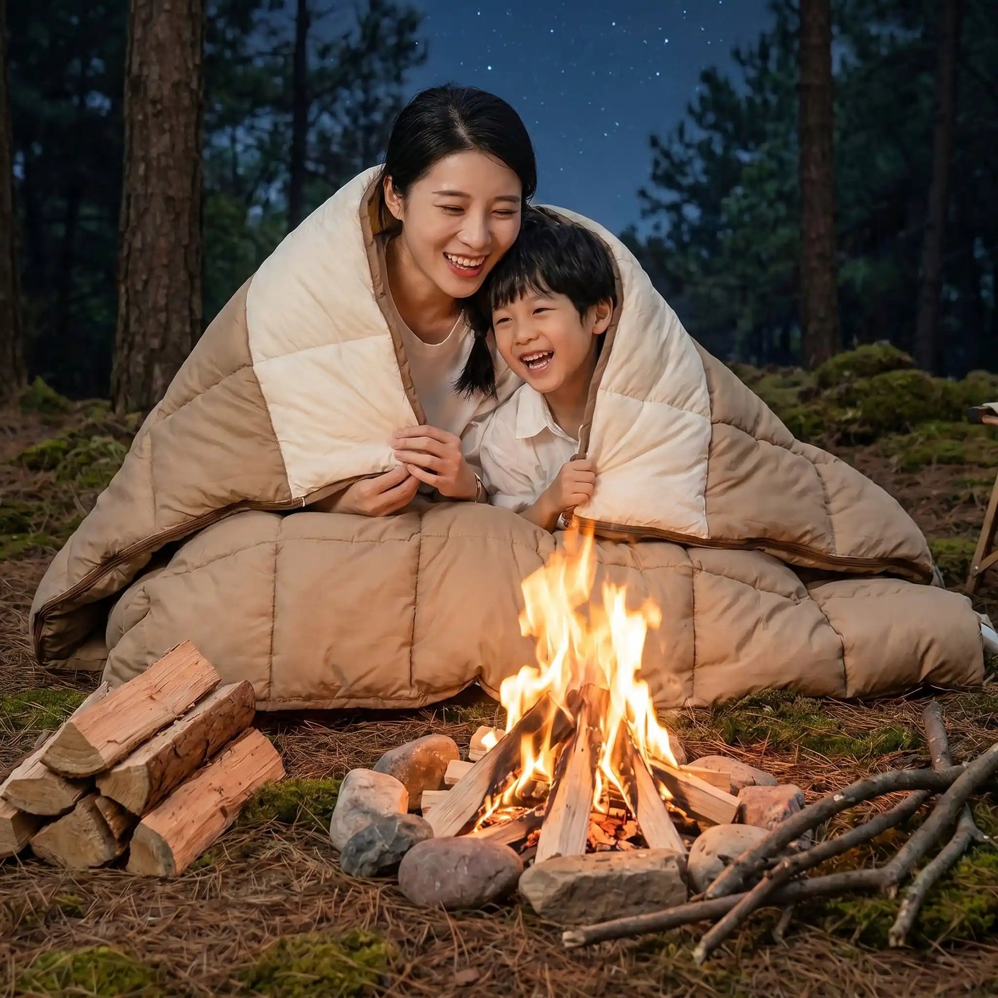 sac de couchage double enveloppe modulable 4 saisons mere et fils