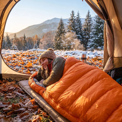 En automne elle se reveille dans sac de couchage pour grand froid couette oie 10c