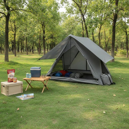 tente camping pop up pelouse