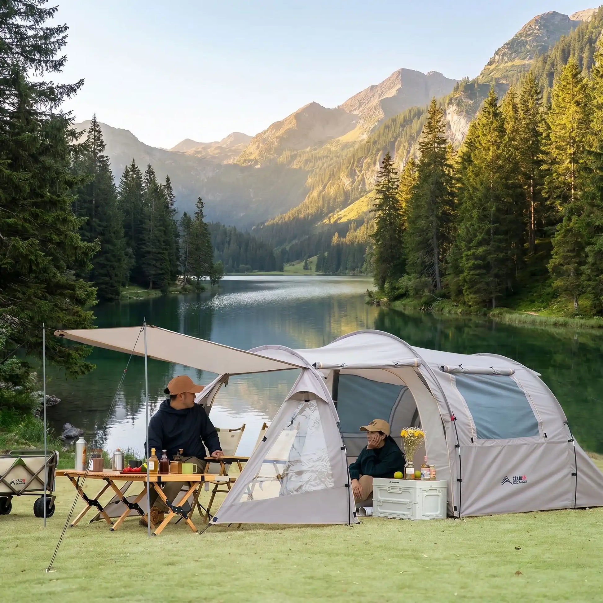 tente de camping tunnel lac