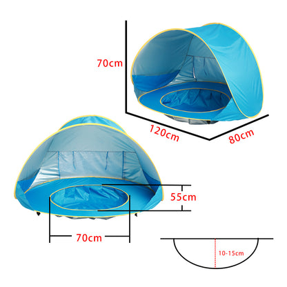 tente de plage pour bebe upf50 pop up bleu