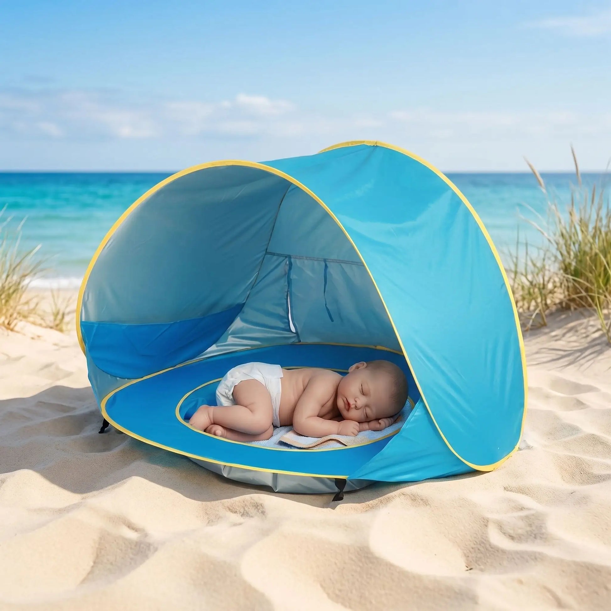 tente de plage pour bebe upf50 pop up dodo bleu